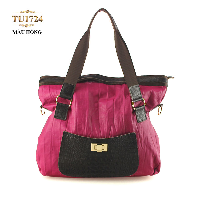 Túi tote thời trang phối da cao cấp TU1724 (Màu hồng)