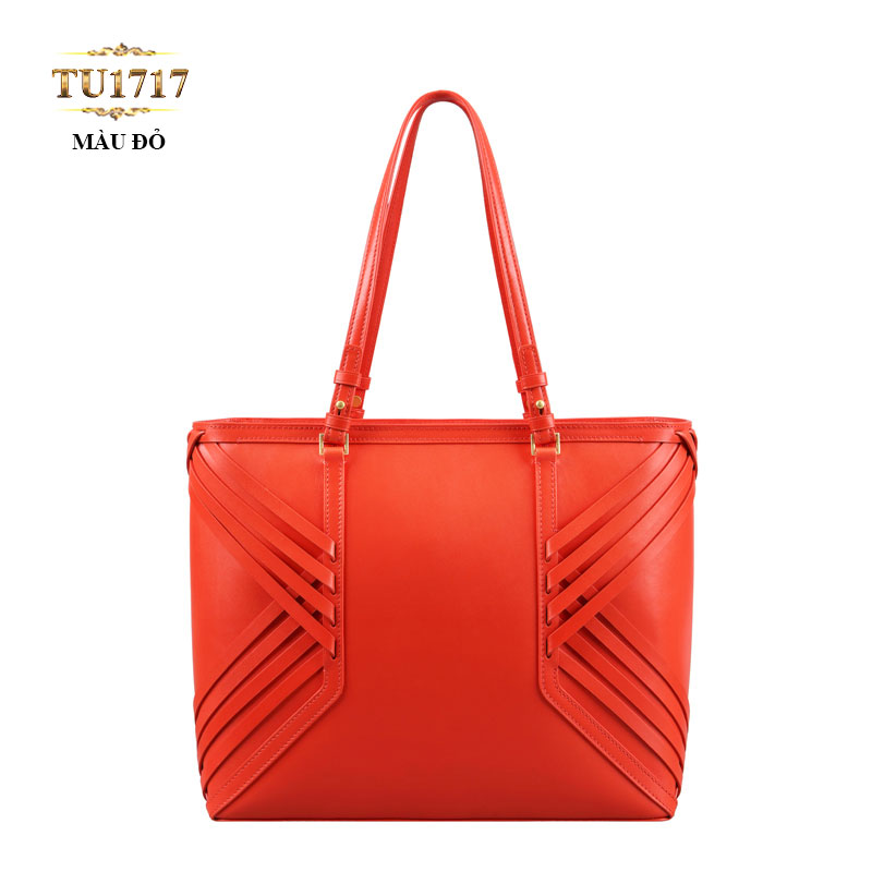 Túi xách da đan móc màu đỏ nhập khẩu cao cấp TU1717 
